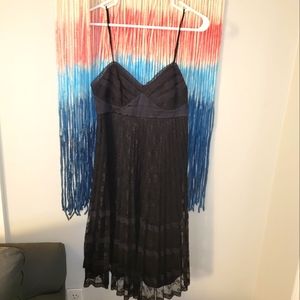 Betsey Johnson Lace Pleated Black Cocktail Dress